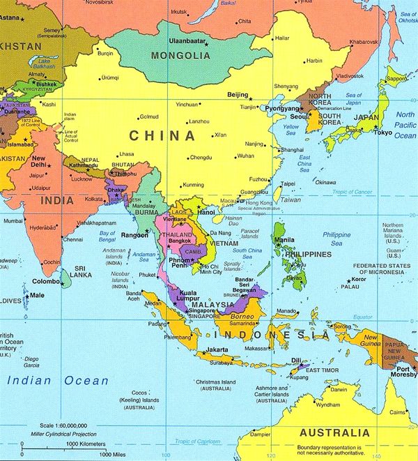 map of East and Southeast Asia